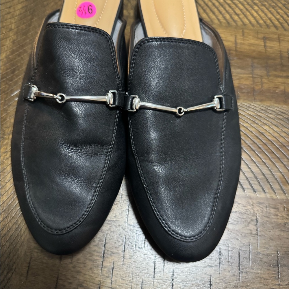 Rachel Zoe Black Leather Slip-On Loafers